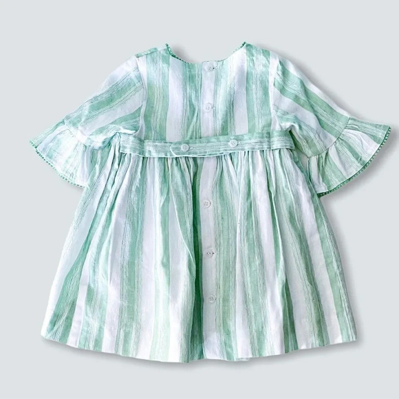 NECK & NECK | Green | Spanish Smocked Linen Dress - Picture 2 of 10